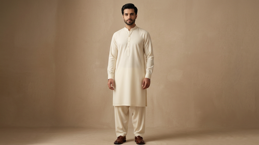 Cream / Off-White Premium Unstitched Men’s Suit