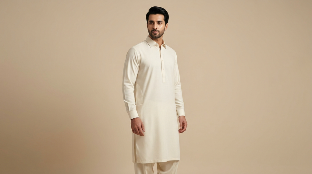 Cream / Off-White Premium Unstitched Men’s Suit