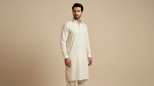 Cream / Off-White Premium Unstitched Men’s Suit