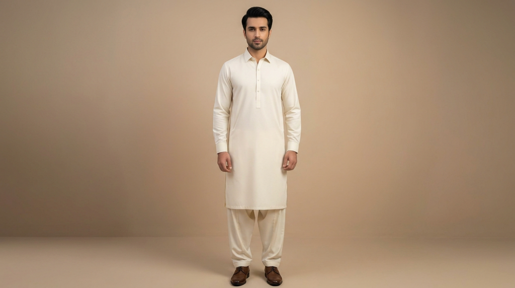 Cream / Off-White Premium Unstitched Men’s Suit