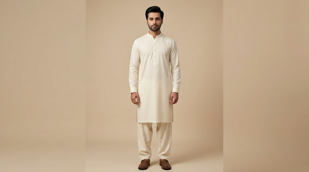 Cream / Off-White Premium Unstitched Men’s Suit