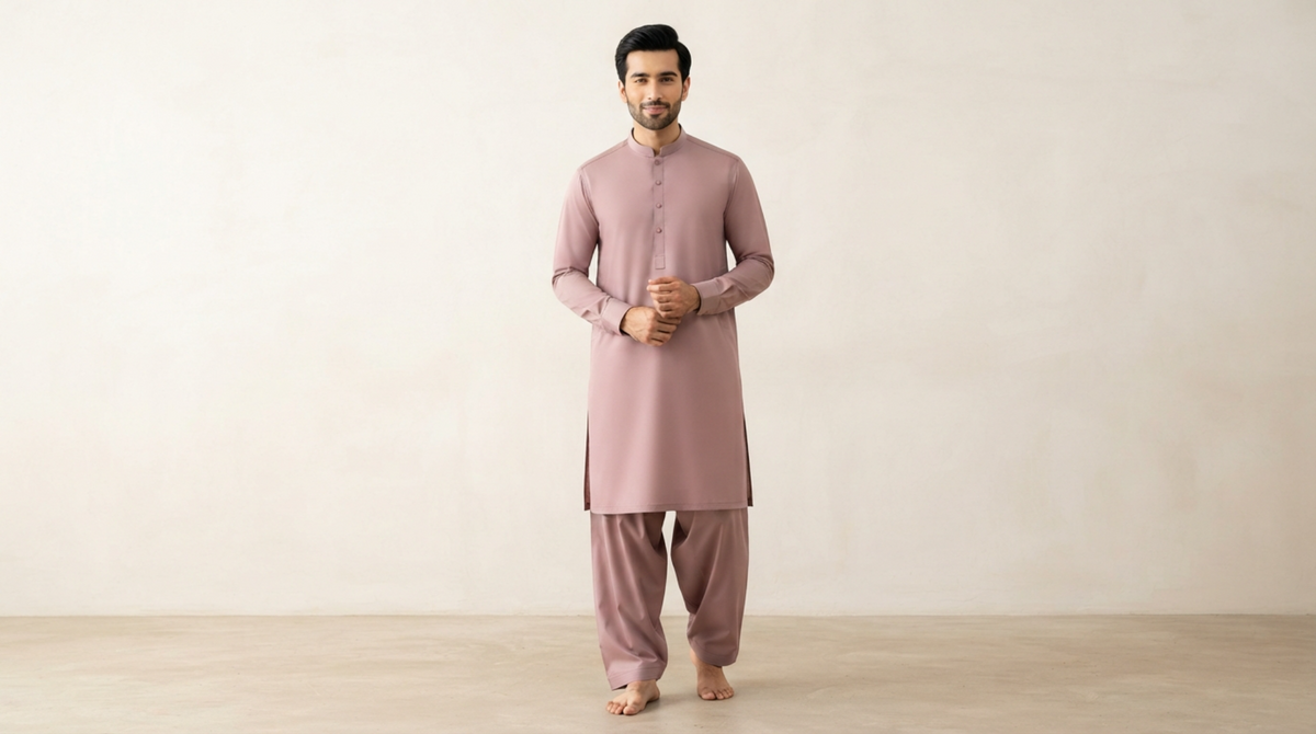 Dusty Pink Premium Unstitched Men’s Suit