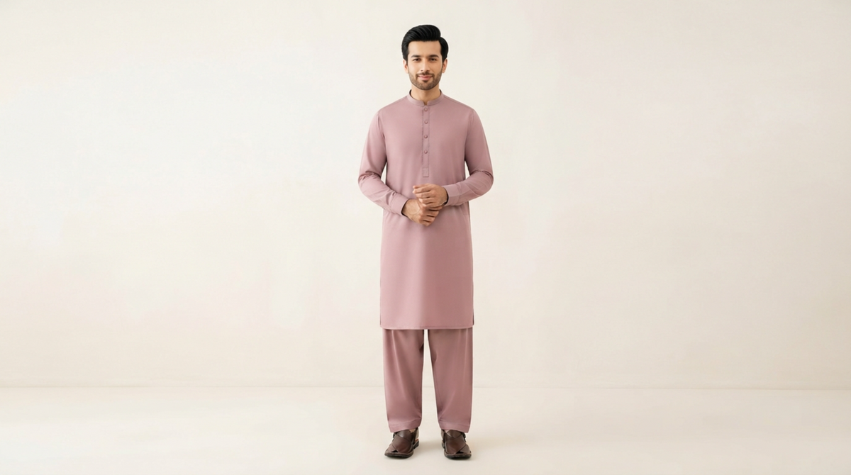 Dusty Pink Premium Unstitched Men’s Suit
