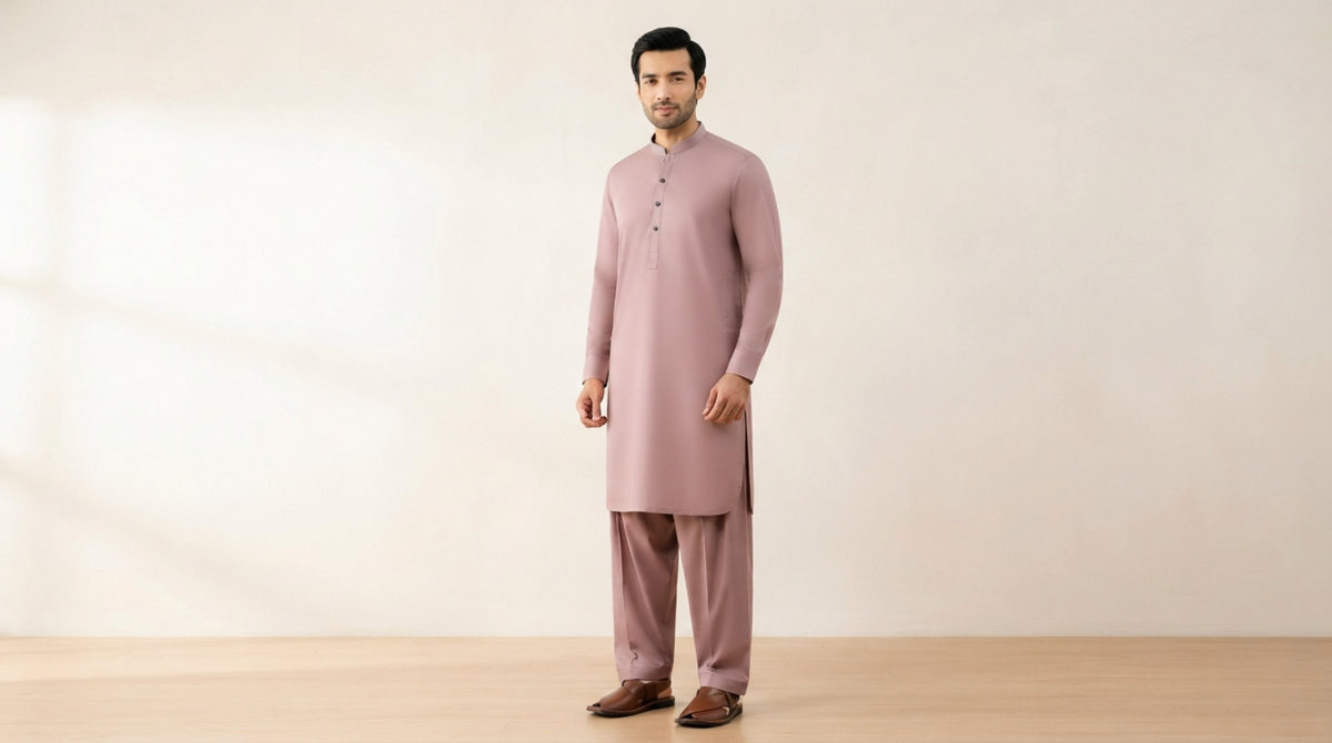 Dusty Pink Premium Unstitched Men’s Suit