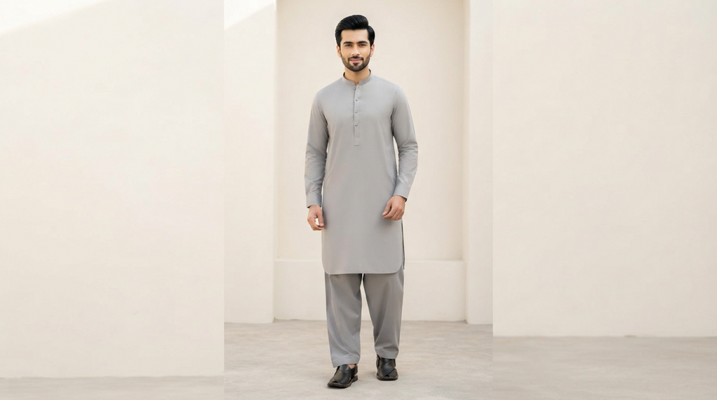 Light Grey Premium Unstitched Men’s Suit