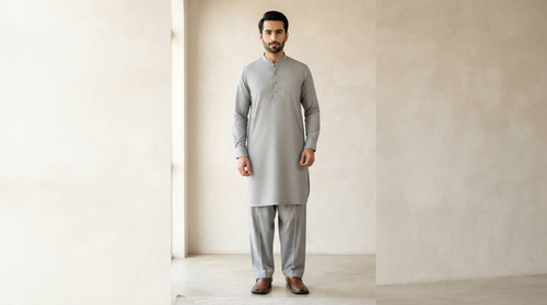 Light Grey Premium Unstitched Men’s Suit