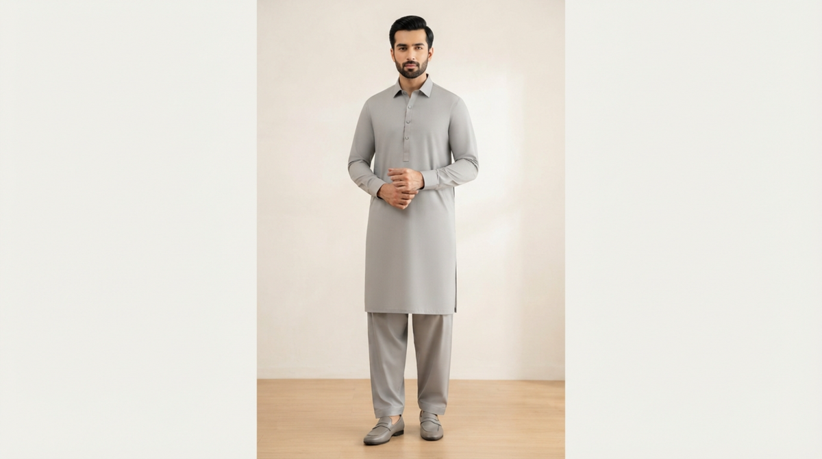 Light Grey Premium Unstitched Men’s Suit