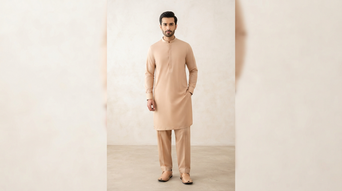 Peach Premium Unstitched Men’s Suit