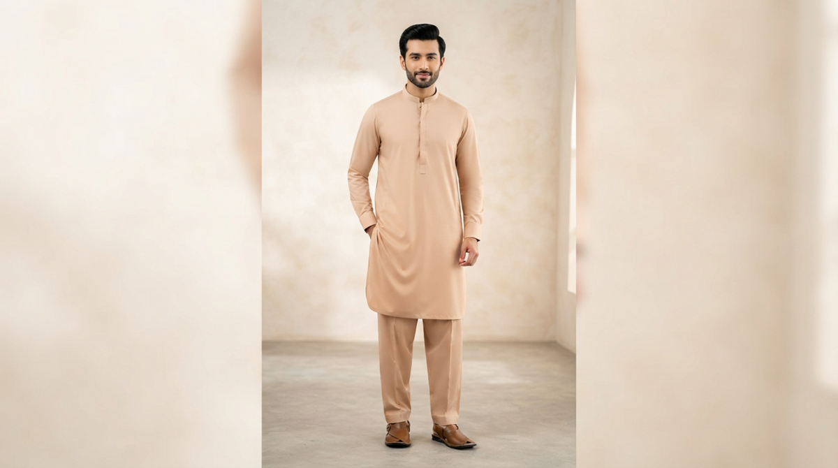 Peach Premium Unstitched Men’s Suit
