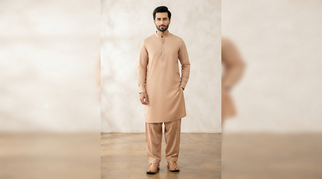 Peach Premium Unstitched Men’s Suit