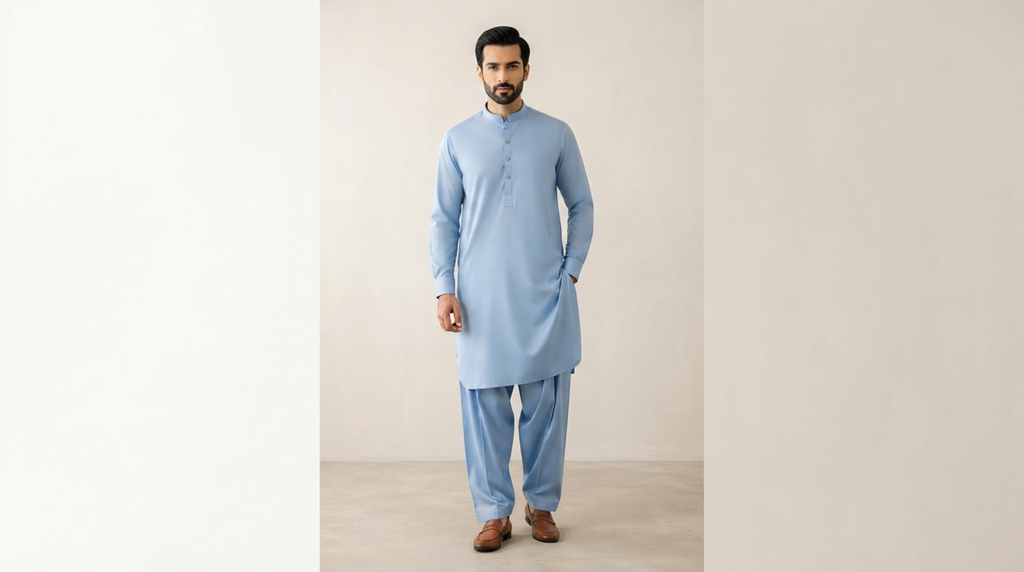 Powder Blue Premium Unstitched Men’s Suit
