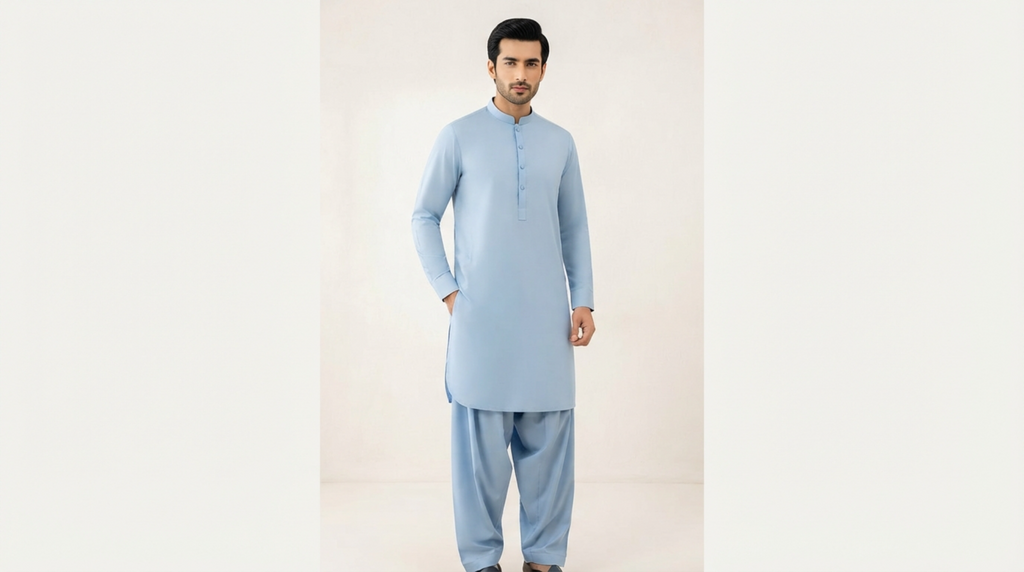Powder Blue Premium Unstitched Men’s Suit