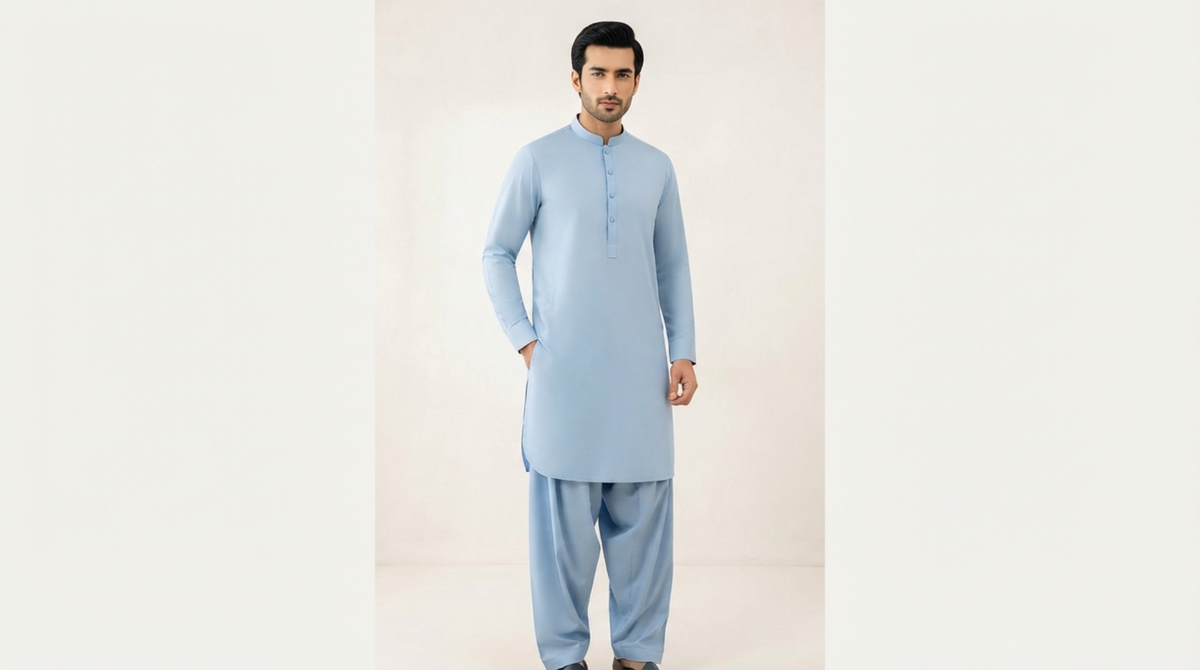 Powder Blue Premium Unstitched Men’s Suit