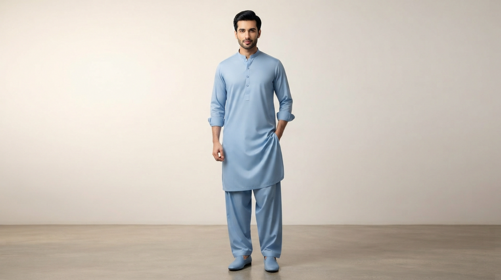 Powder Blue Premium Unstitched Men’s Suit