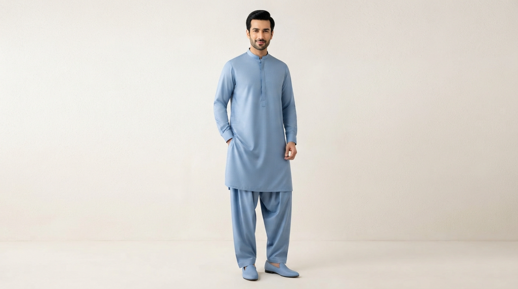 Powder Blue Premium Unstitched Men’s Suit