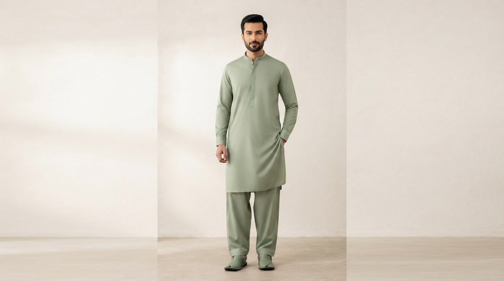 Sage Green Premium Unstitched Men’s Suit