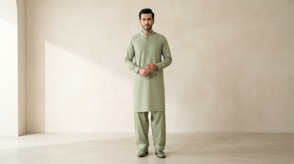 Sage Green Premium Unstitched Men’s Suit
