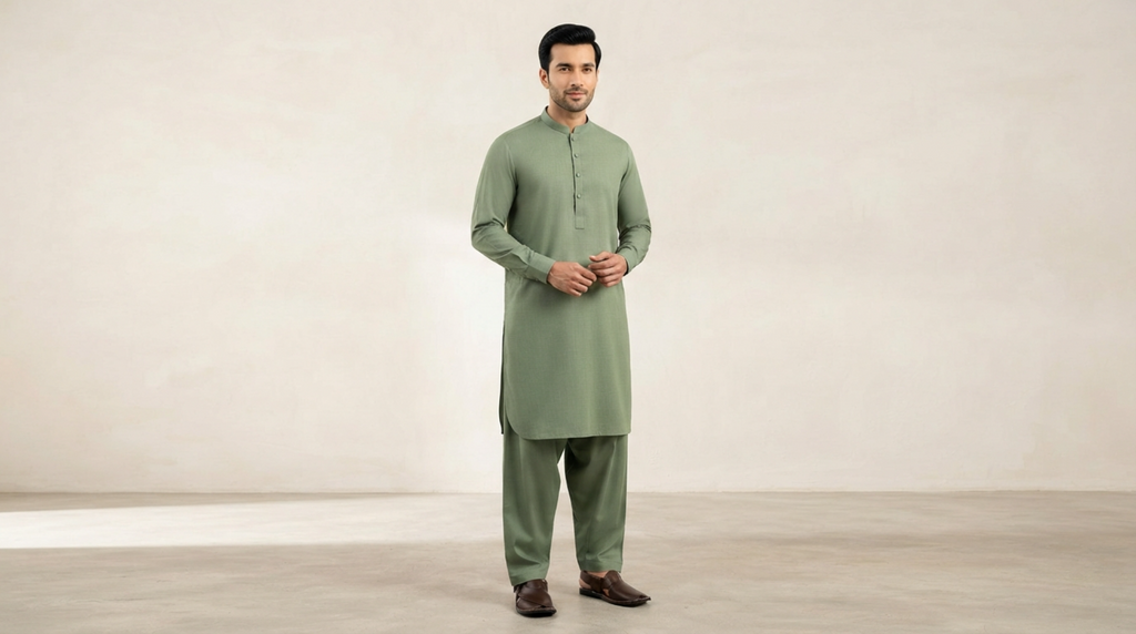 Sage Green Premium Unstitched Men’s Suit